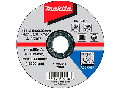 Отрезной круг по металлу Makita 115х2.5 мм A30R (A-85307)_0