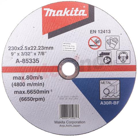 Отрезной круг по металлу Makita 230х2.5 мм A30R (A-85335)_0