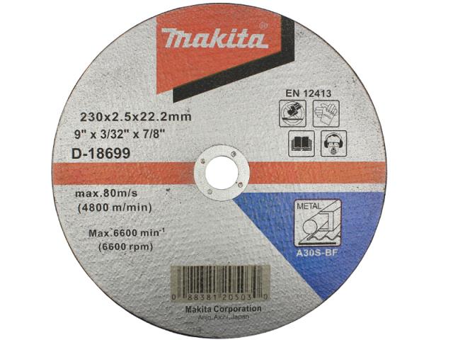 Отрезной круг по металлу Makita 230х2.5 мм A30S (D-18699)_0