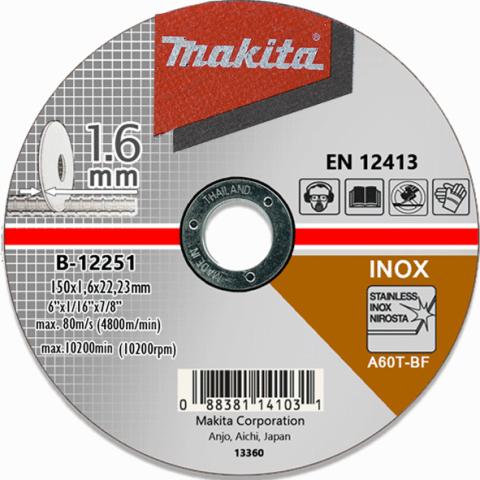 Отрезной круг по металлу Makita Inox 150х1.6 мм A60T (B-12251)_0