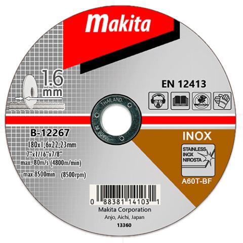 Отрезной круг по металлу Makita Inox 180х1.6 мм A60T (B-12267)_0