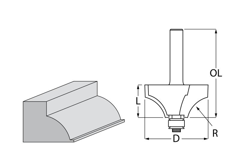 Кромочная калевочная фреза с шарикоподшипником Makita 38.1х19х60.2 мм (D-48555)_1