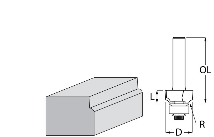 Кромочная калевочная фреза с шарикоподшипником Makita TCT Pro Worker 18.7х8х40 мм (P-78916)_0
