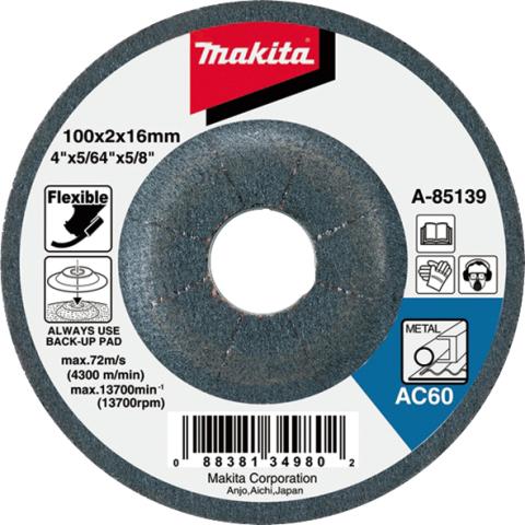 Гибкий шлифовальный круг по металлу Makita 180х3 мм AC60 (A-88490)_0