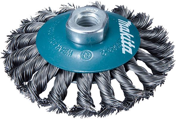 Щетка конусная из пучков витой стальной проволоки Makita Ø 115x0.5 мм (D-39883)_0