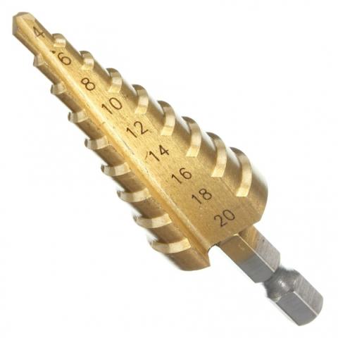 Ступенчатое сверло с шестигранным хвостовиком Makita HSS-TiN 4-20 мм (D-40129)_0