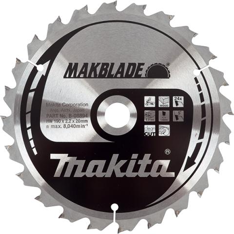 Пильный диск по дереву Makita MAKBlade 190х2.2/1.6x20, 24T 5°_0