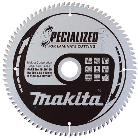 Пильный диск по ламинату Makita Specialized for Laminate Cutting 250х2.5/1.8x30, 84T 5°_0