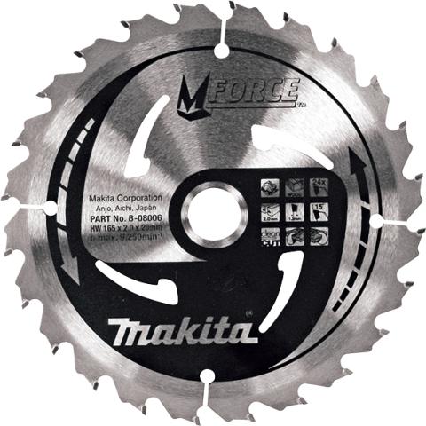 Пильный диск по дереву Makita MForce 165х2/1.2x20, 24T 15°_0