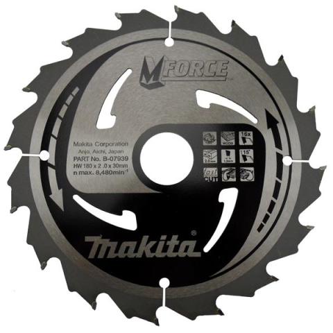 Пильный диск по дереву Makita MForce 180х2/1.2x30, 16T 15°_0