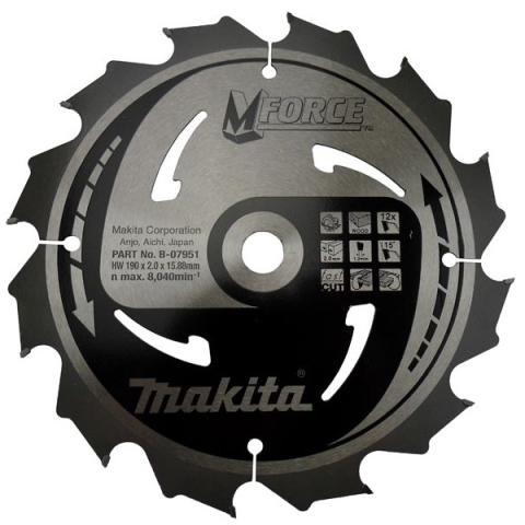 Пильный диск по дереву Makita MForce 190х2/1.2x15.88, 12T 15°_0