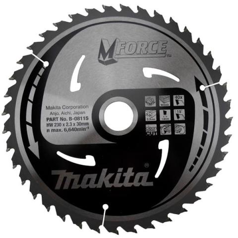 Пильный диск по дереву Makita MForce 230х2.3/1.6x30, 40T 15°_0