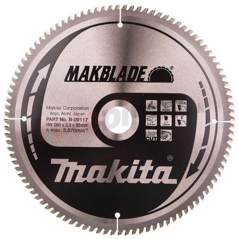 Пильный диск по дереву Makita MAKBlade 260х2.3/1.8x30, 100T 5°_0