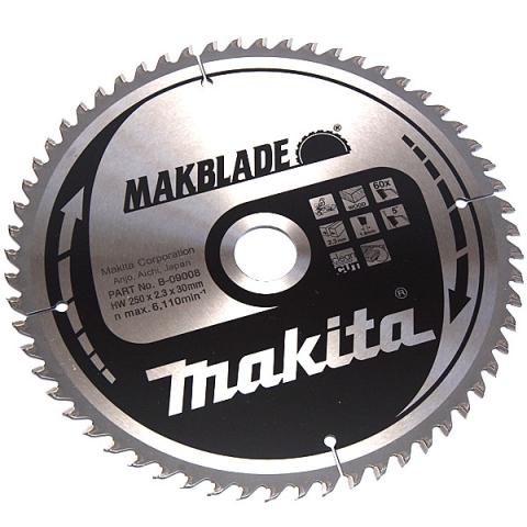 Пильный диск по дереву Makita MAKBlade 250х2.3/1.8x30, 60T 5°_0