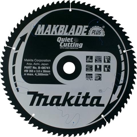 Пильный диск по дереву Makita MAKBlade Plus 255х2.4/1.8x30, 72T 5°_0