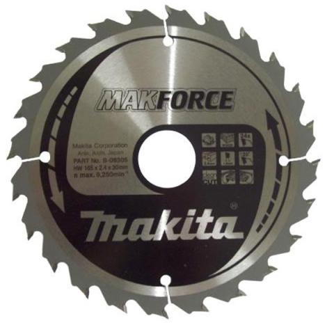 Пильный диск по дереву Makita MAKForce 165х2.4/1.5x30, 24T 20°_0