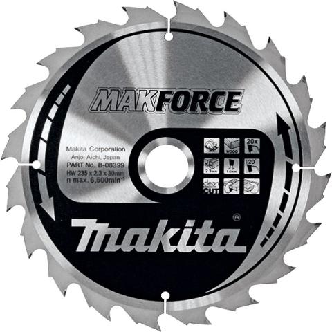Пильный диск по дереву Makita MAKForce 235х2.6/1.6x30, 18T 20°_0