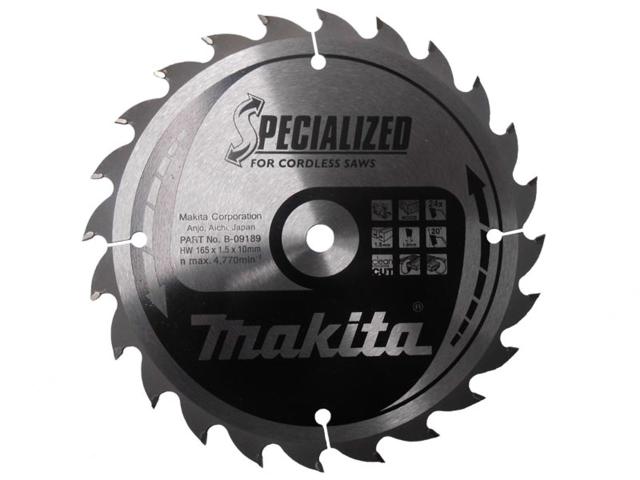 Пильный диск по дереву для аккумуляторных пил Makita Specialized for Cordless Saws 165х1.5/1.5x10, 24T 20°_0