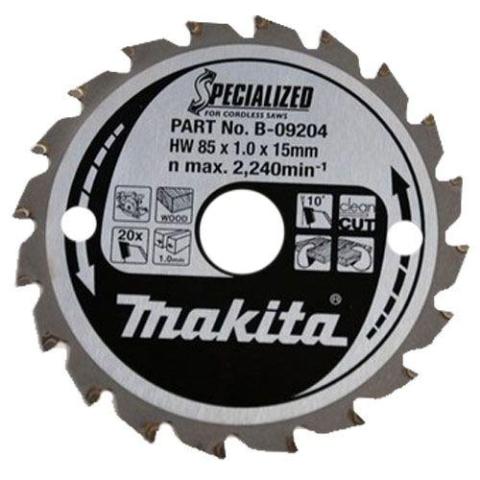 Пильный диск по дереву для аккумуляторных пил Makita Specialized for Cordless Saws 85х1/0.7x15, 20T 10°_0