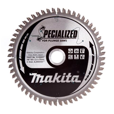 Пильный диск по дереву для погружных пил Makita Specialized for Plunge Saws 165х2.4/1.7x20, 56T 3° отр._0