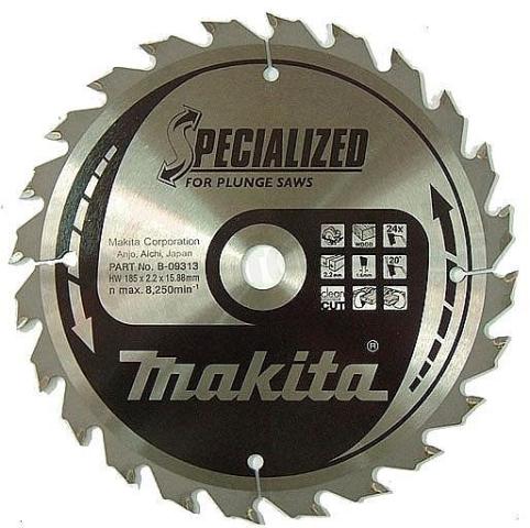 Пильный диск по дереву для погружных пил Makita Specialized for Plunge Saws 185х2.2/1.6x15.88, 24T 20°_0
