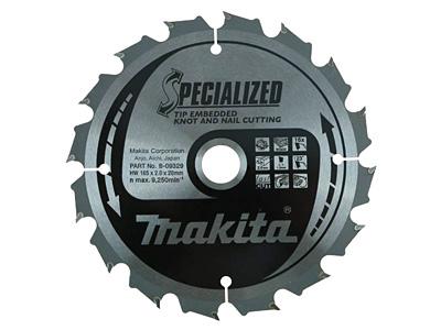 Пильный диск по дереву с гвоздями Makita Specialized Knot and Nail Saw Blade 185х2/1.25x15.88, 16T 25°_0