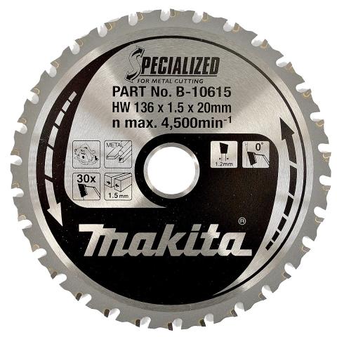 Пильный диск по металлу Makita Specialized for Metal Cutting 136х1.5/1.2x20, 30T 0°_0