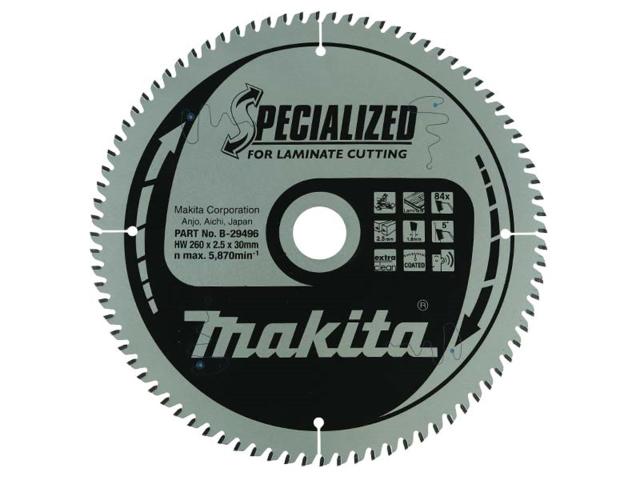 Пильный диск по ламинату Makita Specialized for Laminate Cutting 260х2.5/2.5x30, 84T 5°_0