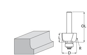 Галтельная фреза с шарикоподшипником Makita 22.2х12.7х55.6 мм (D-48614)
