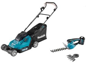 Аккумуляторная газонокосилка Makita DLM 432 CT2 + кусторез Makita DUM 111 SYX