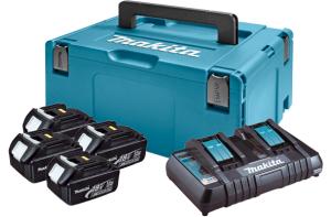 Набор аккумуляторов Makita LXT 4x3.0 Ач + DC18RD + Makpac