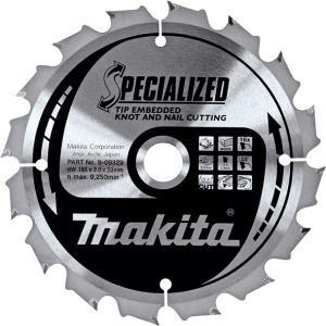 Пильный диск по дереву с гвоздями Makita Specialized Knot and Nail Saw Blade 165х2/1.25x20, 16T 23°