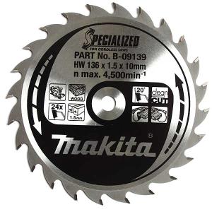 Пильный диск по дереву для аккумуляторных пил Makita Specialized for Cordless Saws 136х1.5/1x10, 24T 20°