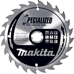 Пильный диск по дереву для аккумуляторных пил Makita Specialized for Cordless Saws 160х1.5/1x20, 24T 20°