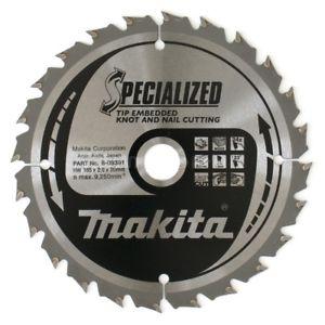 Пильный диск по дереву с гвоздями Makita Specialized Knot and Nail Saw Blade 165х2/1.25x20, 24T 23°